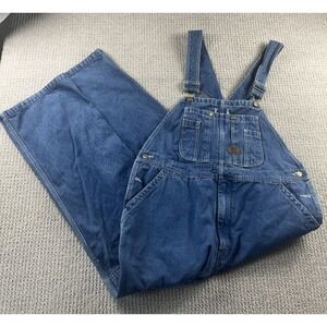 Big Smith Bib Overalls Mens 40x30 Blue Denim Workwear Carpenter Utility Pockets